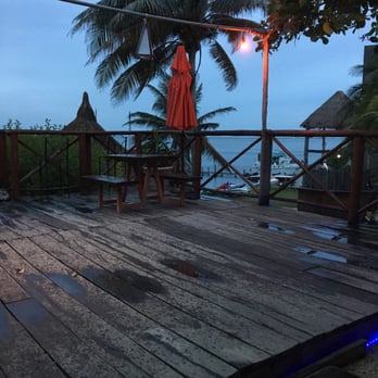 19.5 Km Restaurant - The deck!  A little rainy but still nice. :) - Seafood Near Me - Cancún, ROO