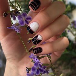 Nail Elegance Salon - Black and White and happy all over Thanks for the awesome gel nails Amy! #nailelegance