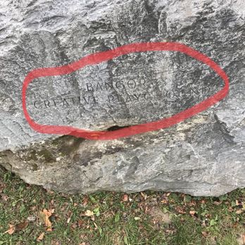 Hayford Park - I marked up this photo to see the engraving on the rock which is located at the entrance. It's very difficult to see just passing by. - Parks Near Me - Bangor, Maine Hayford Park - I marked up this photo to see the engraving on the rock which is located at the entrance. It's very difficult to see just passing by. - Parks Near Me - Bangor, Maine
