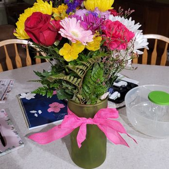 Liberty Blooms Florist - Flowers my daughter sent.....the vase and bow were mine and done by me! Lol - Florists Near Me - Liberty, New York Liberty Blooms Florist - Flowers my daughter sent.....the vase and bow were mine and done by me! Lol - Florists Near Me - Liberty, New York