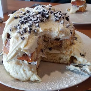 Kaylena Marie's - Cannoli Stuffed French Toast $15.15. One Cinnamon Roll French Toast is topped with cannoli filling sprinkled with mini chocolate chips - Bakeries Near Me - East Amherst, New York Kaylena Marie's - Cannoli Stuffed French Toast $15.15. One Cinnamon Roll French Toast is topped with cannoli filling sprinkled with mini chocolate chips - Bakeries Near Me - East Amherst, New York