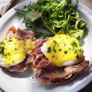 Moulin - Eggs Benedict with arugula salad - Bakeries Near Me - Newport Beach, California Moulin - Eggs Benedict with arugula salad - Bakeries Near Me - Newport Beach, California