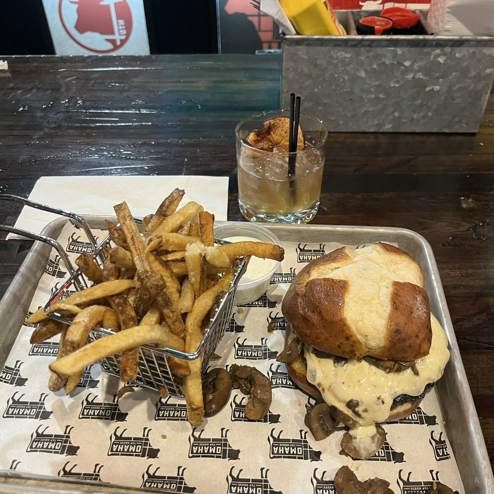 Omaha Tap House - Downtown - Truffle Shroom burger - Bars Near Me - Omaha, Nebraska