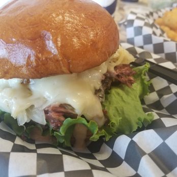 Dan's The Grub Shack - The New Yorker burger with house made pastrami. - Burgers Near Me - Atascadero, California Dan's The Grub Shack - The New Yorker burger with house made pastrami. - Burgers Near Me - Atascadero, California