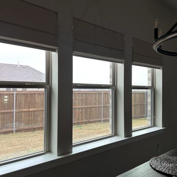 Bumble Bee Blinds of Rockwall - Roman shades in dining area - Shades & Blinds Near Me