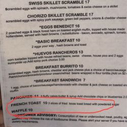 Island Skillet - Menu posted on line for yelp different description than the actual menu promoting false advertising
