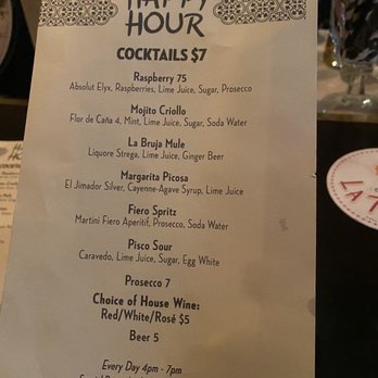 Cafe La Trova - Happy hour menu - Cocktail Bars Near Me - Miami, Florida