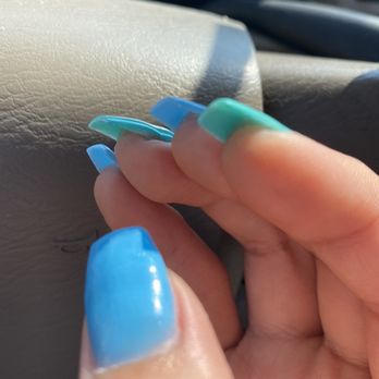 Valley Nails - Teal+blue coffin-shaped dip acrylics by Stephanie... Such good work! - Nail Salons Near Me - San Diego, California Valley Nails - Teal+blue coffin-shaped dip acrylics by Stephanie... Such good work! - Nail Salons Near Me - San Diego, California
