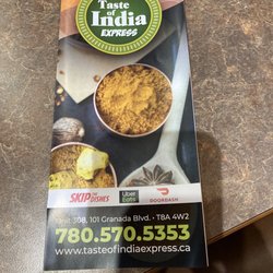 Taste Of India Express - Take out menu