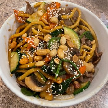 Chang's Mongolian Grill - Lamb, Jalapeños, Zucchini, Spinach, Mushrooms, Carrots, Peanuts, Sesame Seeds, Hot Chili Oil, Garlic, Sugar, Soy Sauce & Noodles - Mongolian Near Me - Folsom, California