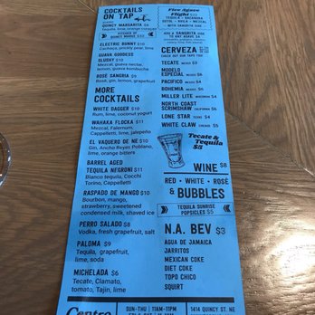 Centro - Drink menu - Cocktail Bars Near Me - Minneapolis, Minnesota