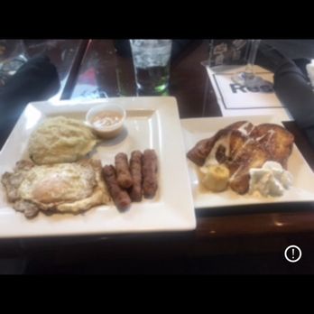 The Beverly - French toast, grits, eggs over easy turkey sausage - New American Near Me - Atlanta, Georgia