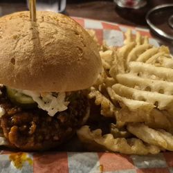 Nashville hot chicken sandwich with fries