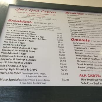 Joe's Grill Express - Breakfast menu - American Near Me - Honolulu, Hawaii Joe's Grill Express - Breakfast menu - American Near Me - Honolulu, Hawaii