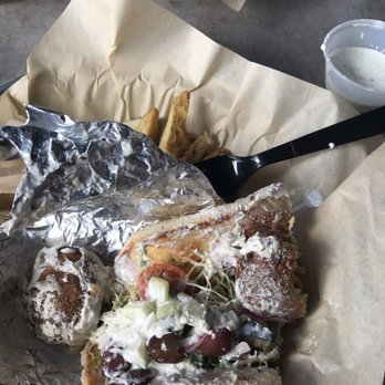 Ouray Brewery - Inside the falafel (it comes served together beautifully, I opened it up myself) - New American Near Me - Ouray, Colorado