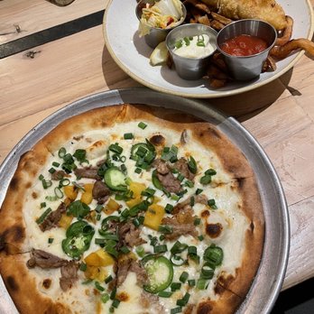 Monkeypod Kitchen - Kalua Pig and Pineapple Pizza & Pete 's Fresh Fish & Chips - Hawaiian Near Me - Kapolei, Hawaii Monkeypod Kitchen - Kalua Pig and Pineapple Pizza & Pete 's Fresh Fish & Chips - Hawaiian Near Me - Kapolei, Hawaii