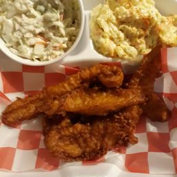 All you can eat fish, potato salad, and coleslaw, takeout.