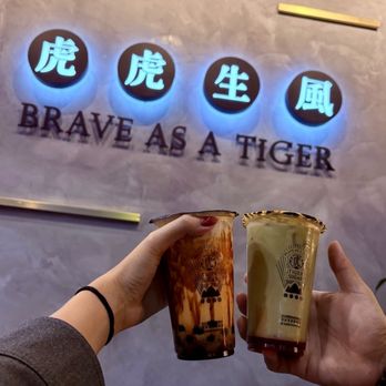 Tiger Sugar - Black Sugar Boba + Milk Cream Mousse Matcha with black sugar boba - Bubble Tea Near Me - Los Angeles, California