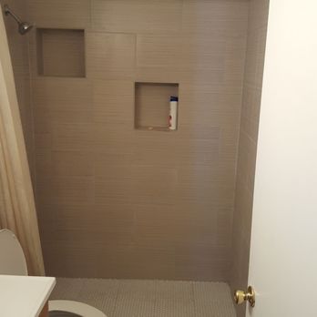Danube Construction - bathroom AFTER. removed tub and older white tile. - General Contractors Near Me - Las Vegas, Nevada