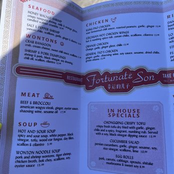 Fortunate Son - Menu - Chinese Near Me - San Diego, California