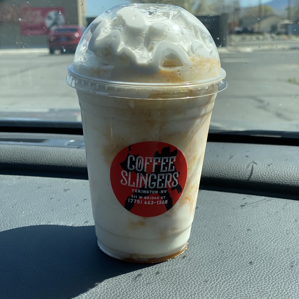 Coffee Slingers - Peaches and Cream Smoothie. Get it! It's so good! - Coffee & Tea Near Me - Yerington, Nevada