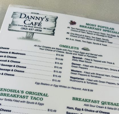 Menu photo 1 Danny's Cafe Kenosha, WI