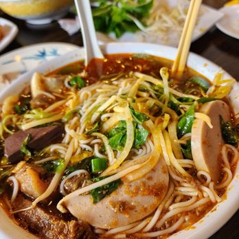Pho Time - Bun bo hue, all mixed up with the veggies - Vietnamese Near Me - Aiea, Hawaii