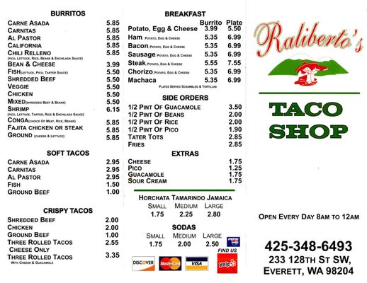 Menu photo 5 Raliberto's Taco Shop Everett, WA Menu photo 5 Raliberto's Taco Shop Everett, WA