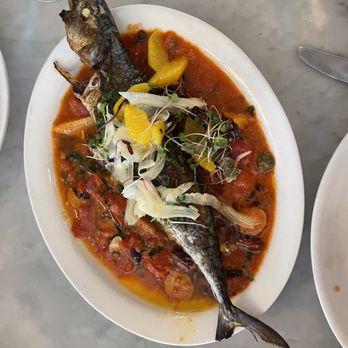 Neptune Oyster - Whole mackerel ($29) - my unexpected favorite! Savory with a zing of citrus. We asked for bread because the sauce was so good. - Seafood Near Me - Boston, Massachusetts