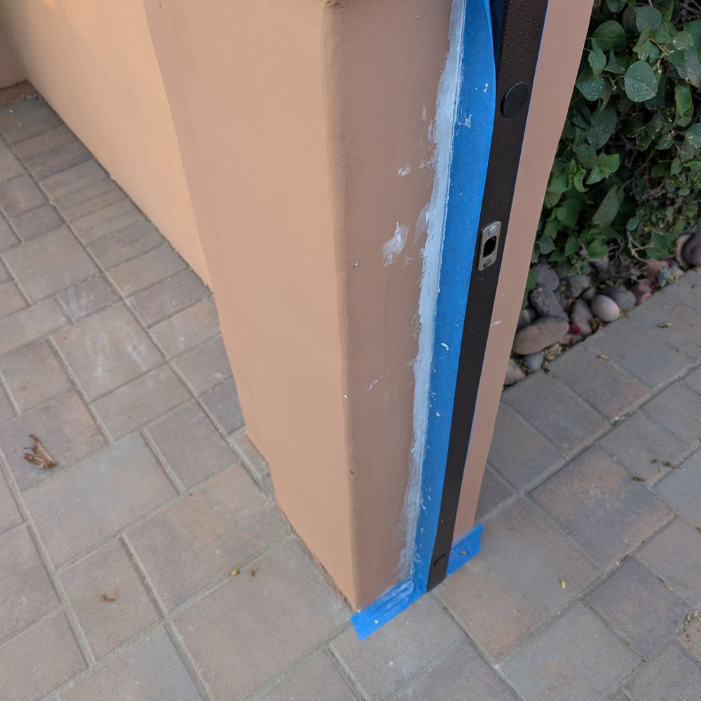 Tom Libby Services - After our guy filled all the cracks in, this is how it looked... it's painted now and looks just fine.. no door stop yet, however... - Handyman Near Me Tom Libby Services - After our guy filled all the cracks in, this is how it looked... it's painted now and looks just fine.. no door stop yet, however... - Handyman Near Me