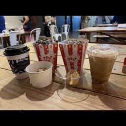 Iced lavender latte  Hot carrot cake latte  Popcorn buckets