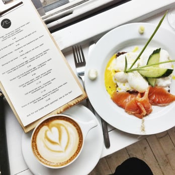 Scandinavian Embassy - poached eggs with cured salmon - Coffee & Tea Near Me - Amsterdam, New Hampshire