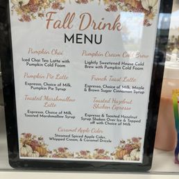 Fall drink menu