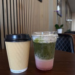Vanilla latte Strawberry matcha latte