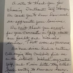 Southeast Self Storage - This is why Southeast Storage Rocks! Just good people providing a great service to their customers!