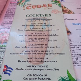 Call Me Cuban - Menu - Cuban Near Me - Miami Beach, Florida