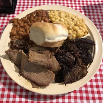 Whole Hog Cafe - This was a 2 meat plate with brisket, burnt ends, baked beans, and cheesy corn. - Barbeque Near Me - Springfield, Missouri Whole Hog Cafe - This was a 2 meat plate with brisket, burnt ends, baked beans, and cheesy corn. - Barbeque Near Me - Springfield, Missouri