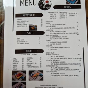 Nogi - Menu - Sushi Bars Near Me - Atascadero, California Nogi - Menu - Sushi Bars Near Me - Atascadero, California