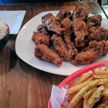 Bonchon Salem - Soy garlic chicken (drumstick / wing combo), white rice, & seasoned fries. - Chicken Wings Near Me - Salem, Massachusetts