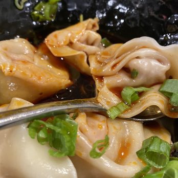Hu's Cooking - Hot Red Chili Oil Wontons - Chinese Near Me - Houston, Texas