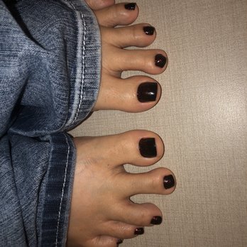 Glamour Nails & Spa - This one is hard to tell but went with black and red sparkles for Halloween - Nail Salons Near Me - Bonney Lake, Washington