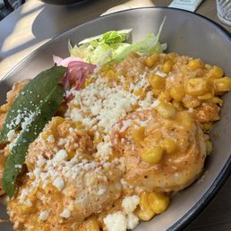 Mexican street corn bowl with shrimp