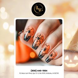 Lavish Nails Spa - Caught in the web of Halloween glam -- and loving it. These nails are spooky, shiny, and seriously stunning. Book now before they vanish!