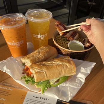 Saiga Vietnamese Eatery - Pork Belly Banh Mi and Garlic Noodles - Vietnamese Near Me - Irvine, California