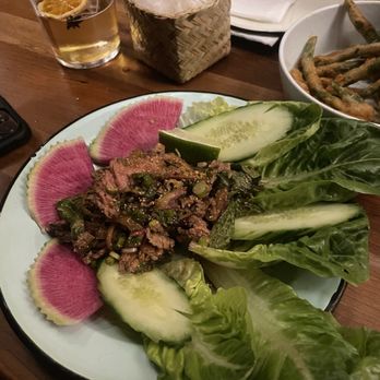 Gai Noi - Laab Seen - yummy and spicy, get it with sticky rice. Good but not a must-get. - Desserts Near Me - Minneapolis, Minnesota
