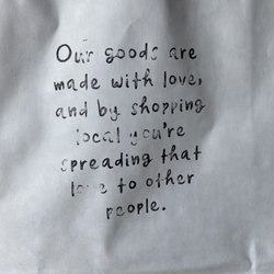 Freewheeling Craft - Message on the paper bag packaging