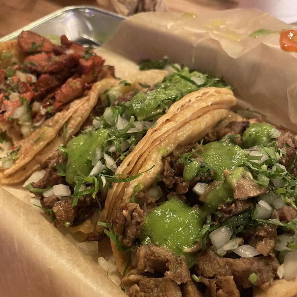 TaColumbus - 3 tacos: al pastor (left), cabeza (middle), lengua (right). - Tacos Near Me - Columbus, Indiana TaColumbus - 3 tacos: al pastor (left), cabeza (middle), lengua (right). - Tacos Near Me - Columbus, Indiana