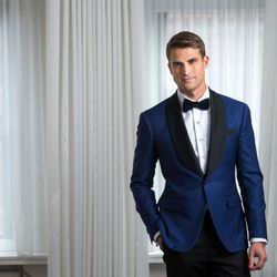 BALANI Custom Suits Dallas - Blue Tuxedo Jacket with Black Shawl Lapel - Balani Custom Clothiers