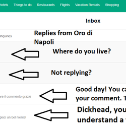 Oro DI Napoli - These are the messages I got from Oro di Napoli for my review on tripadvisor.