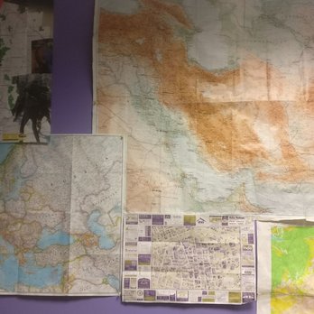 Klekolo World Coffee - The bathroom decor - maps! - Coffee & Tea Near Me - Middletown, Connecticut